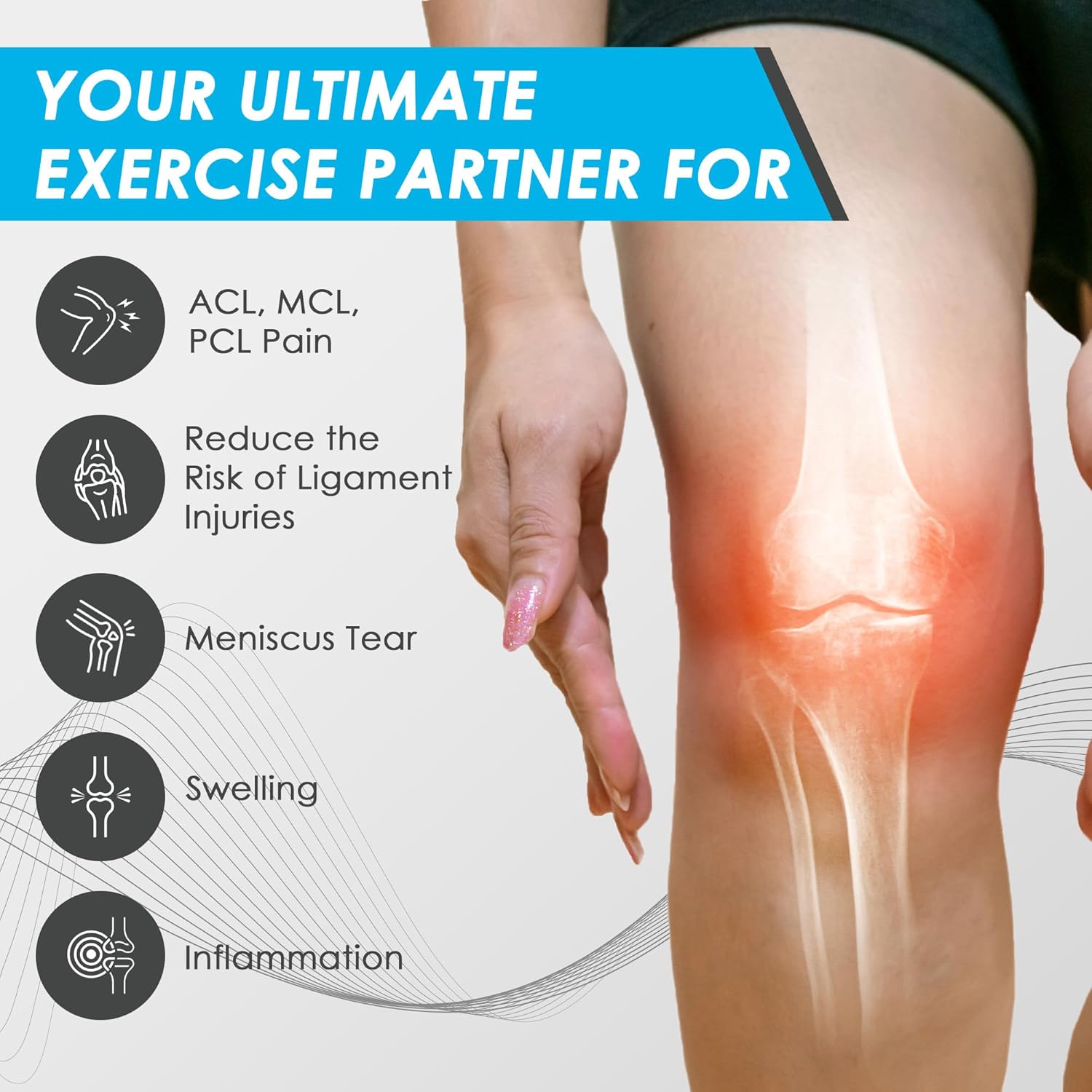 Knee Brace with Patella Gel Pad & Side Stabilizers